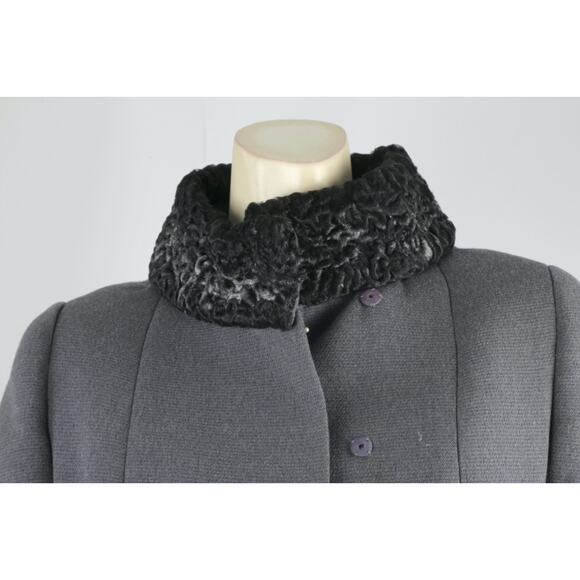 Vintage Lepshire Gray Mongolian Fur Belted Coat Jacket Women’s Size S Luxury - Picture 3 of 15